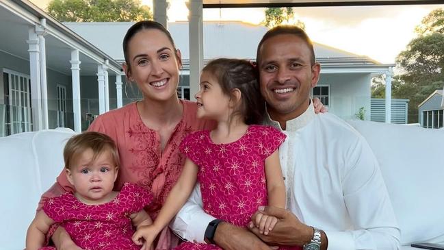 Usman and Rachel Khawaja with their two daughters. Picture: Instagram