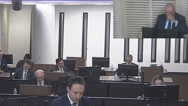 Daryl Maguire, top right, in the witness chair at ICAC in October, 2020. Picture: ICAC