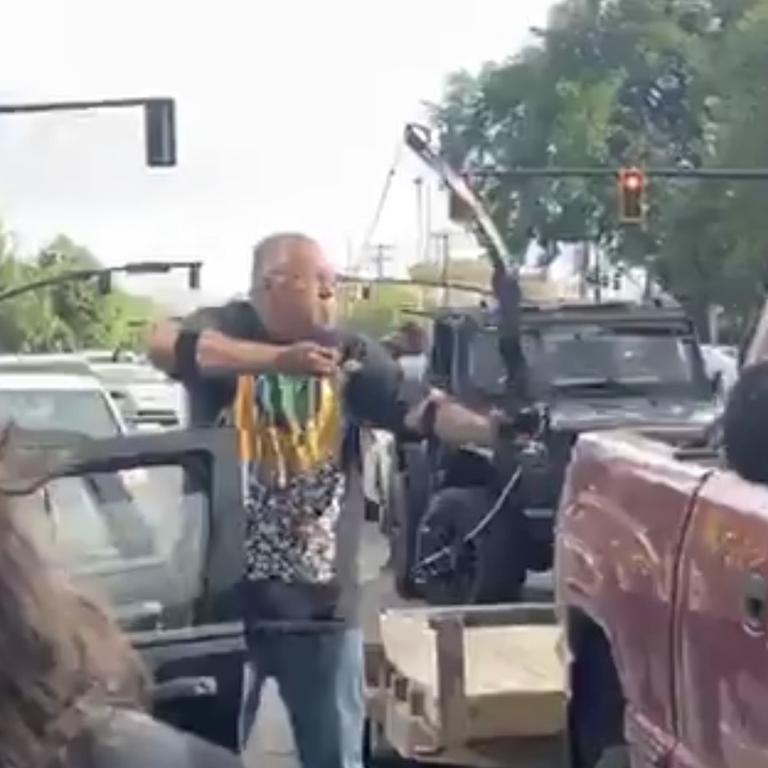 Footage livestreamed on Instagram from protests in Salt Lake City, Utah captured a man threatening protesters with a bow and arrow.