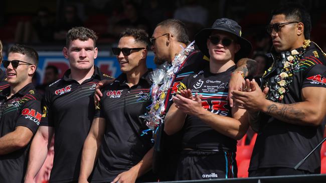 Penrith Panthers celebrate with fans after their NRL grand final win. Picture: NCA Newswire / Gaye Gerard