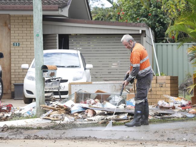 Mullumbimby residents have been left with a large cleanup job after a destructive flood swept through the town, along with much of Northern NSW, this week. Friday, March 4, 2022. Picture: Liana Boss