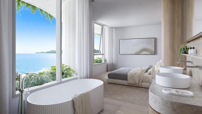 An artist’s impression of an apartment interior at Townsville’s Marina Residences. Picture: Supplied.