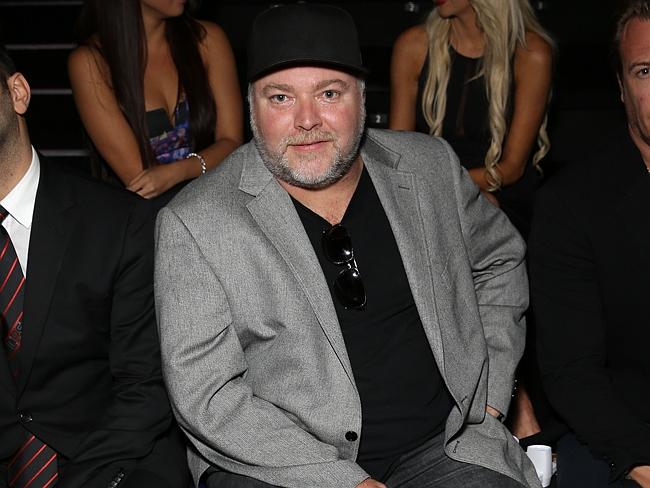 Shock jock Kyle Sandilands supported his girlfriend Anthony from the front row at the Swim show. Picture: Getty Images