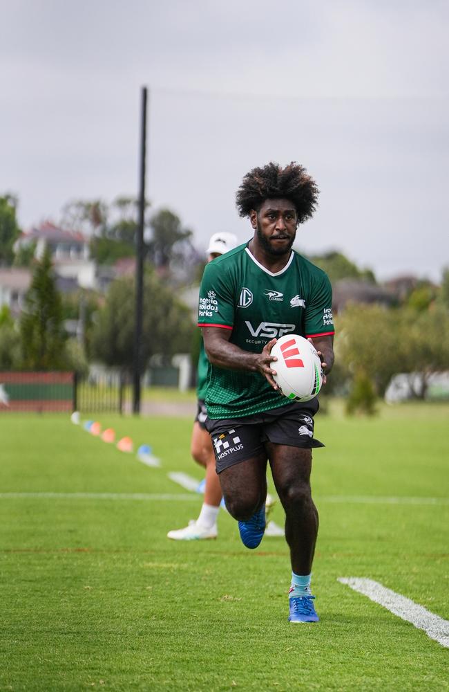 Townsville Blackhawks player Dudley Dotoi joined the South Sydney Rabbitohs for pre-season training. Picture: South Sydney Rabbitohs.