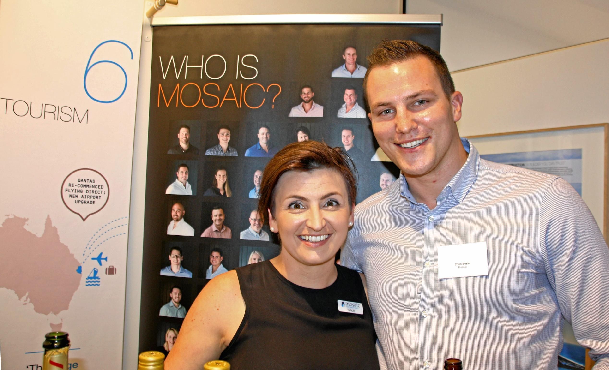 Mosaic's Bobbie Murphy and Chris Boyle at the opening of Mosaic Property Group's new Sunshine Coast office at Duporth Avenue, Maroochydore. Picture: Erle Levey