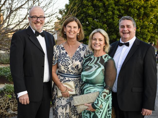 At the LifeFlight Toowoomba Gala are (from left) Guy Hoffensetz, Louisa Hoffensetz, Paula Brimblecombe and Scott Brimblecombe at The Goods Shed, Saturday, May 24, 2025. Picture: Kevin Farmer