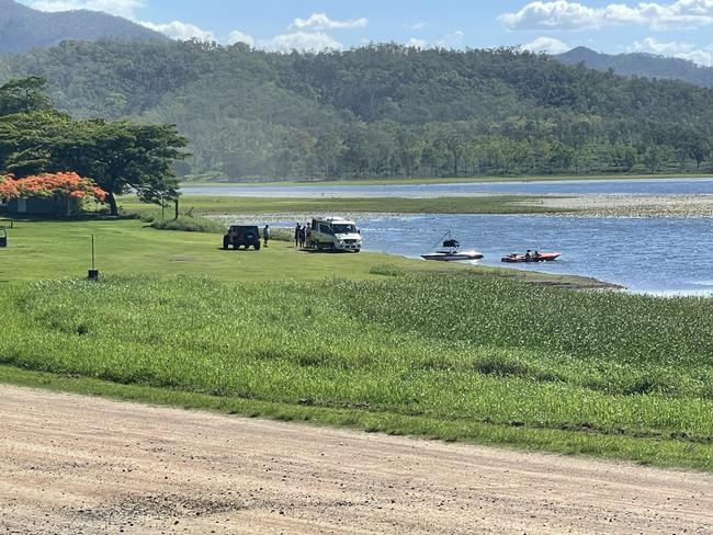 Paramedics and the CQ Rescue helicopter were called to Kinchant Dam after reports a man was injured reportedly while tubing. Photo: Fergus Gregg