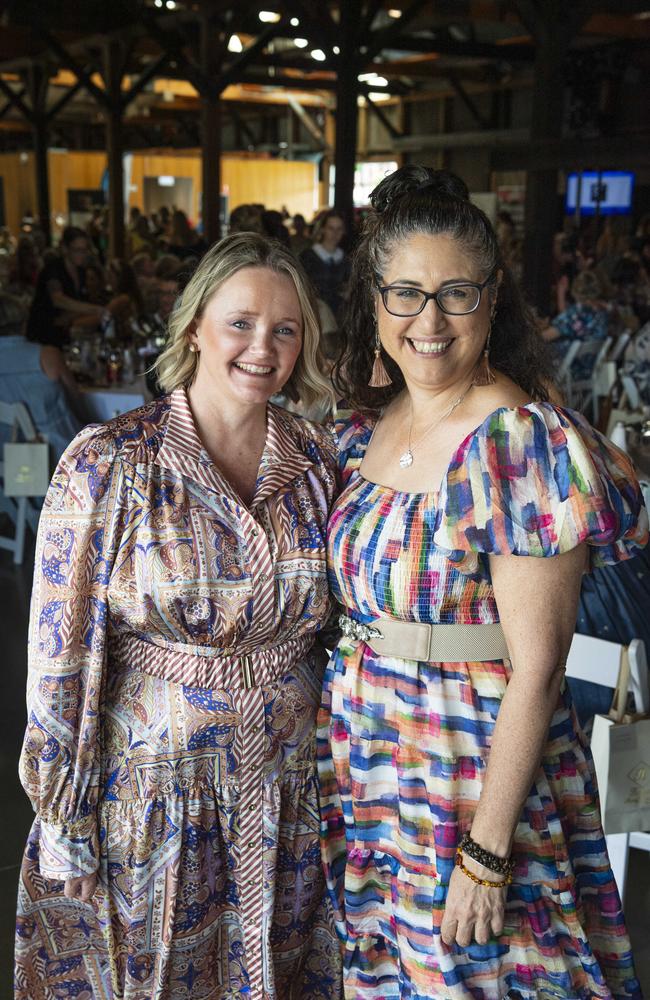 Alice Prince (left) and Sonia Wood at the Ladies Diamond Luncheon hosted by Toowoomba Hospital Foundation at The Goods Shed, Friday, October 11, 2024. Picture: Kevin Farmer