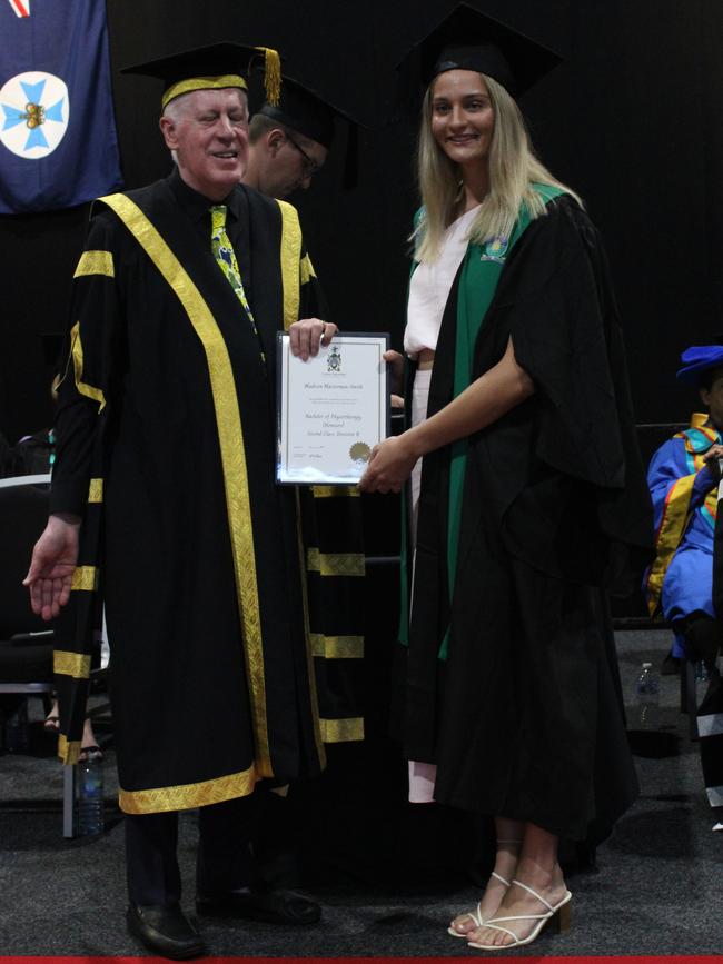 Madison Masterman-Smith graduated with a Bachelor of Physiotherapy (Honours) at the CQUniversity graduation ceremony in Bundaberg on December 14, 2023.