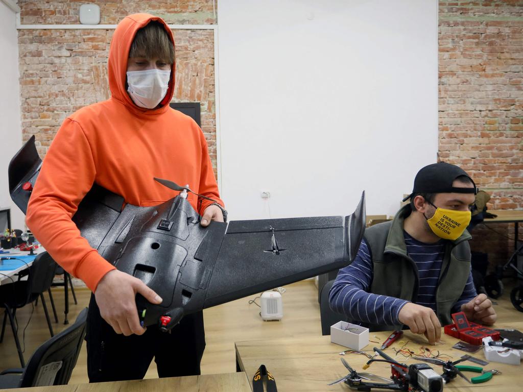 The men were drone racers before the war. Picture: Aleksey Filippov/AFP