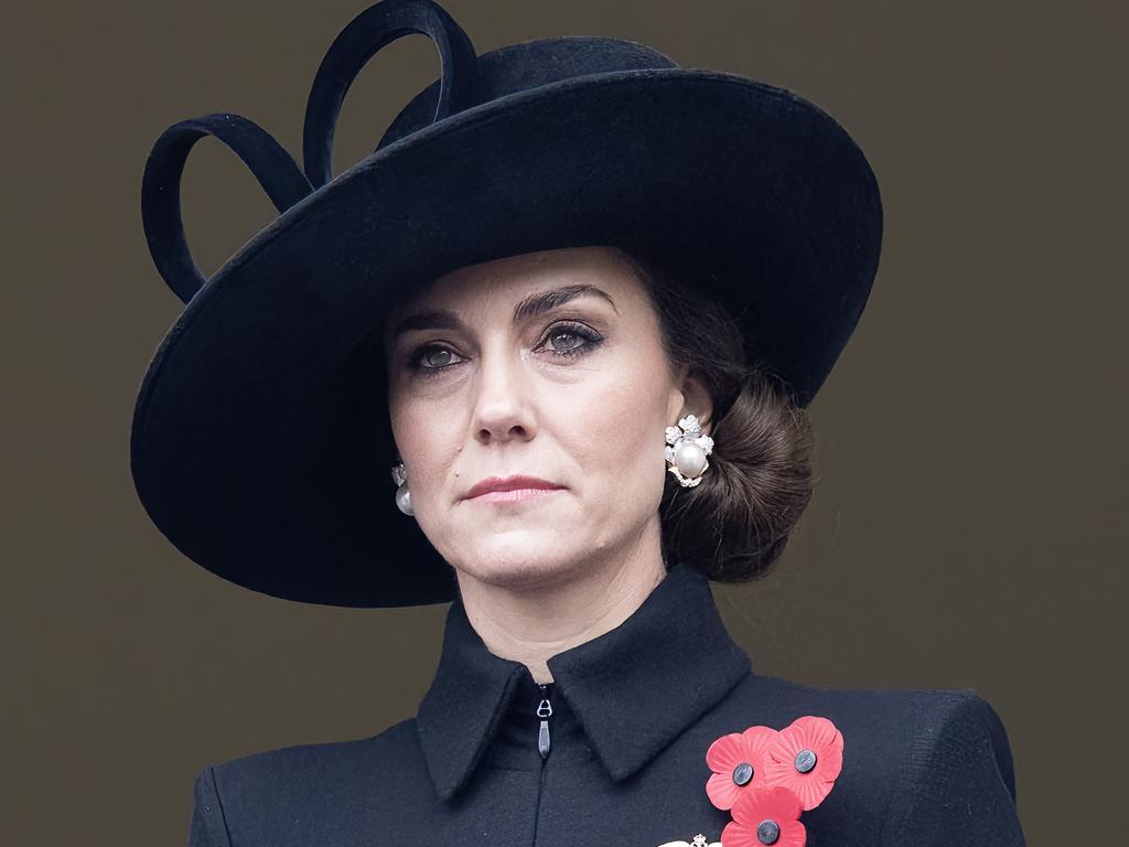 Catherine, Princess of Wales stands in the royal box overlooking the Cenotaph on Remembrance Sunday on November 12, 2023. She is expected to attend this year’s ceremony. Picture: Getty Images