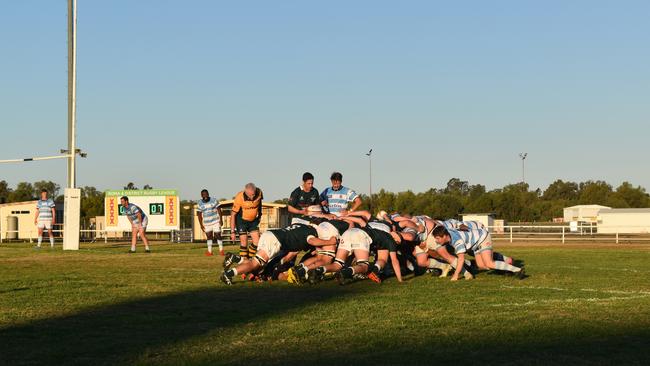 Spectators cheer on as they watch the A Grade Roma vs Condamine match at the Roma Rugby Races at Bassett Park. Picture: Chloe Cufflin.