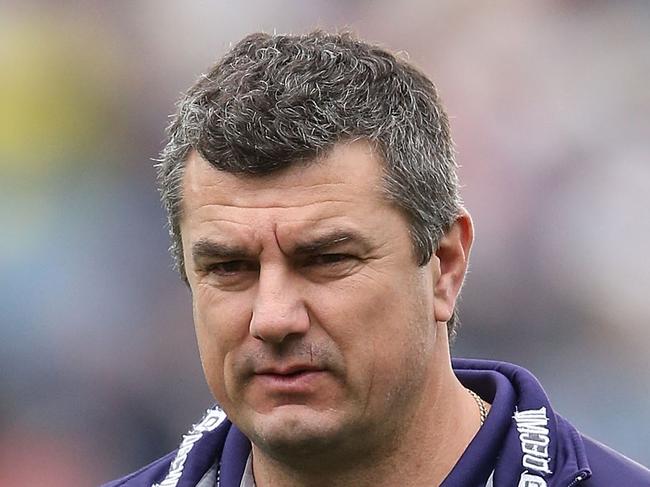 GEELONG, AUSTRALIA - SEPTEMBER 07: Dockers assistant coach Peter Sumich looks ahead during the Second AFL Qualifying Final match between the Geelong Cats and the Fremantle Dockers at Simonds Stadium on September 7, 2013 in Geelong, Australia. (Photo by Michael Dodge/Getty Images)