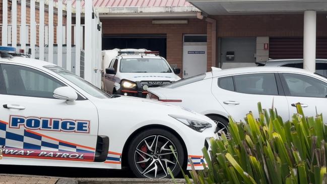 A police van arrives at Innisfail Court House where media was locked out as three teen boys appeared charged with rape following a sickening home invasion in the Cairns suburbs of Manunda on Friday, February 21.