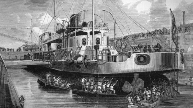 Victorian warship Cerberus, which was commissioned to defend Port Phillip Bay. Picture: State Library of Victoria