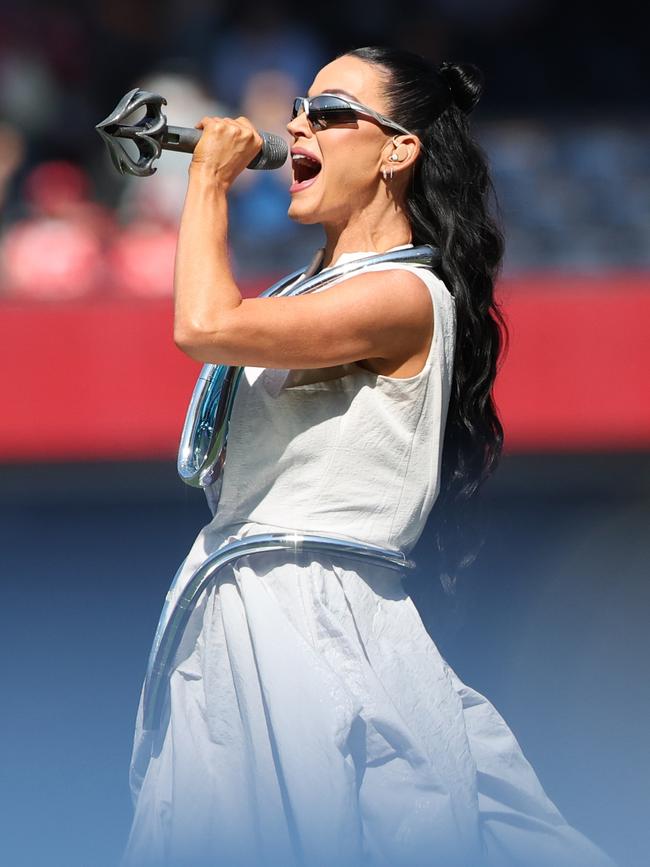 Katy Perry performs at the AFL Grand Final. Picture :Lachie Millard