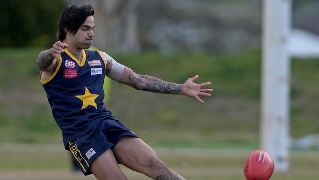 Noah Smallacombe in action for Essendon Doutta Stars. Picture: Andy Brownbill