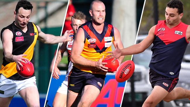 Robbie Castello, Ash Arrowsmith and Anthony Prestia are three of the leading players in EDFL Division 1. Pictures: Jamie Morey