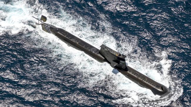 DARWIN, AUSTRALIA - SEPTEMBER 05: In this handout image provided by the Australian Defence Force, Royal Australian Navy submarine HMAS Rankin is seen during AUSINDEX 21, a biennial maritime exercise between the Royal Australian Navy and the Indian Navy on September 5, 2021 in Darwin, Australia. Australia, the United States and the United Kingdom have announced a new strategic defence partnership - known as AUKUS - to build a class of nuclear-propelled submarines and work together in the Indo-Pacific region. The new submarines will replace the Royal Australian Navy's existing Collins submarine fleet. (Photo by POIS Yuri Ramsey/Australian Defence Force via Getty Images)