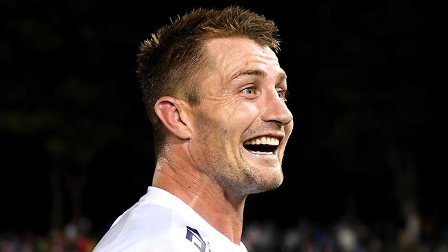 COFFS HARBOUR, AUSTRALIA - JULY 05: Kieran Foran of the Titans celebrates his team's victory during the round 18 NRL match between Cronulla Sharks and Gold Coast Titans at Coffs Harbour International Stadium, on July 05, 2024, in Coffs Harbour, Australia. (Photo by Albert Perez/Getty Images)