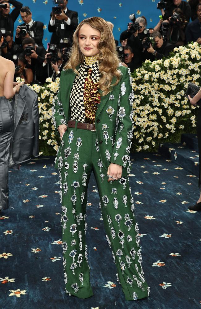 Actress Joey King went for a bold pants suit. Picture: Jamie McCarthy/Getty Images/AFP