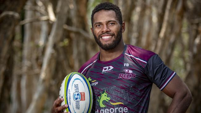 Reds winger Filipo Daugunu is now eligible to play for the Wallabies. Picture: Brendan Hertel/QRU