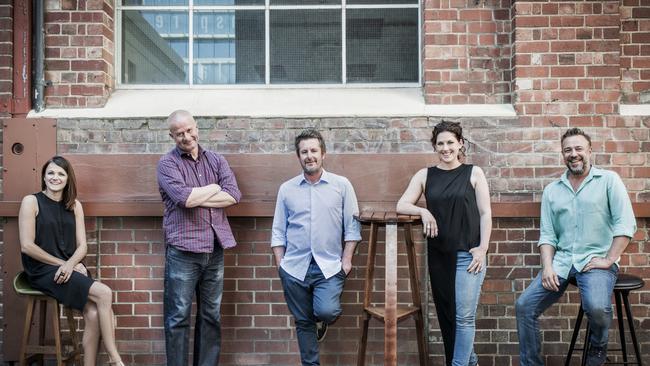 Press Food &amp; Wine’s Sally Davey, Tim White, Andy Davies, Eloise Riggs and Simon Kardachi. Picture: Jacqui Way Photography