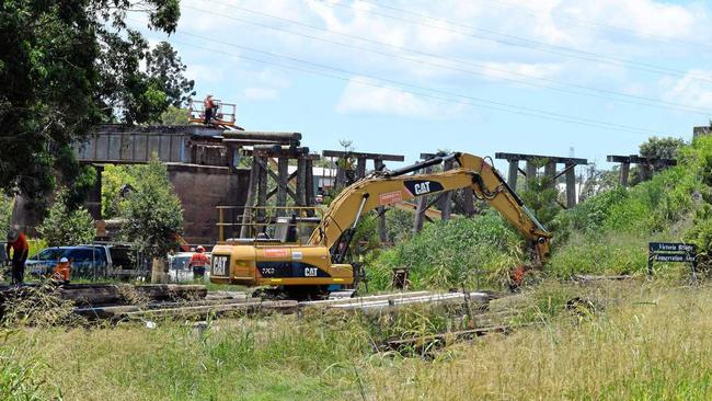 Work on the Rattler's Deep Creek bridge. Picture: Scott Kovacevic