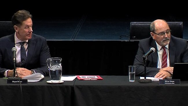 Logan City Council mayor Darren Power will hand down his first budget, pictured here with acting CEO Silvio Trinca.