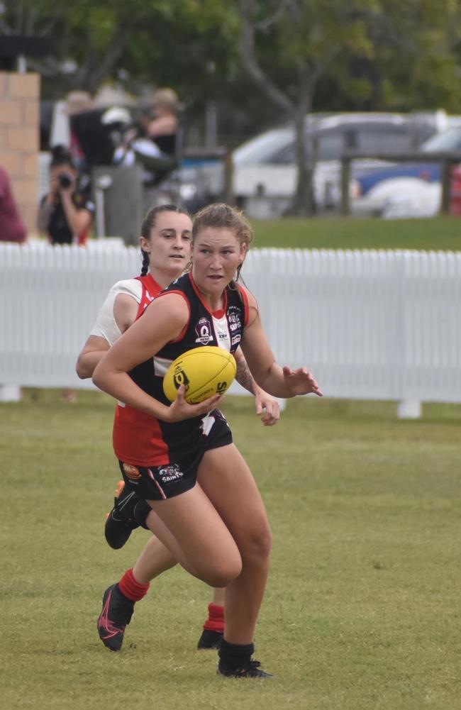 Alana Gee in the North Mackay Saints and Eastern Swans clash in the senior women's McDonald's Mackay Cup. North Mackay was knocked out by Moranbah in the elimination final. Picture: Matthew Forrest