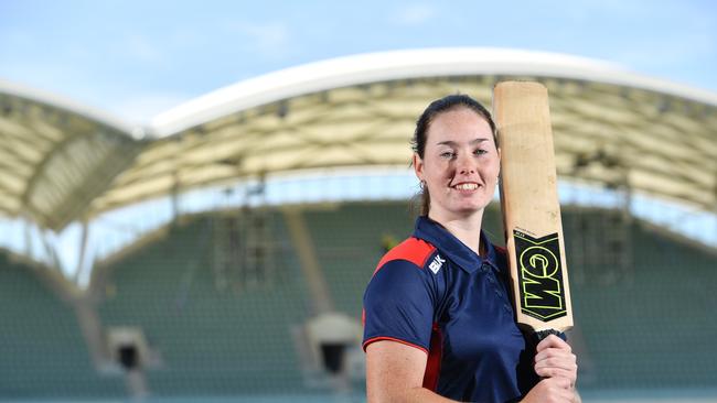 SA Scorpions and Australian leg-spinner Amanda-Jade Wellington was selected in Port Adelaide’s men’s B-grade side on Saturday but the match was abandoned. Picture: AAP/ Keryn Stevens.