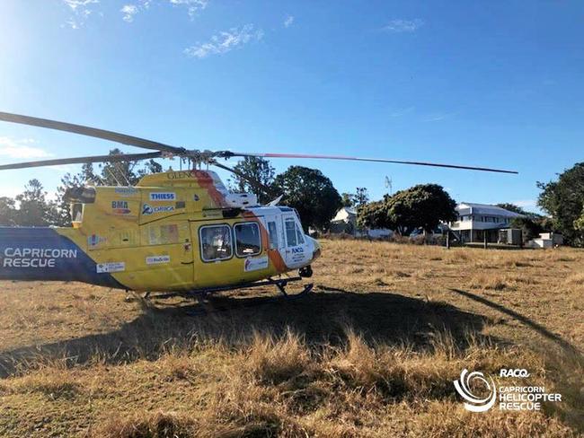 RACQ Capricorn Rescue was tasked at 3.00pm Wednesday afternoon to a property near Kunwarara, approximately 50km NW of Rockhampton. Picture: RACQ Capricorn Helicopter Rescue