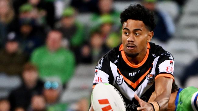 Wests Tigers haven’t had much to celebrate in 2023, but rookie Jahream Bula is a leading contender for rookie of the year. Picture: NRL Photos