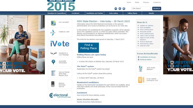 The online voting website iVote was available for certain NSW residents in the 2015 state election.