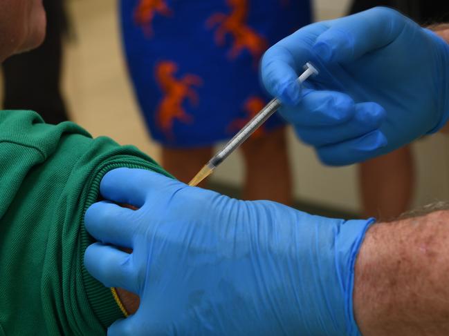 Chief Minister Michael Gunner receives the first dose of the coronavirus vaccine,  Picture Katrina Bridgeford.