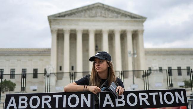 An anti-abortion activist outside the US Supreme Court in Washington. Picture: AFP