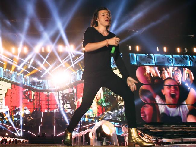 One Direction's Harry Styles performing in Sydney for the band’s One The Road Again world tour.