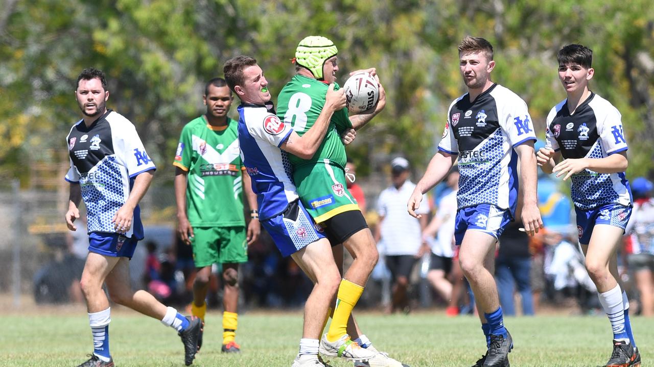 RUGBY LEAGUE - A DAY AT THE PARK: Fitzroy Gracemere Sharks' John Moore with the ball