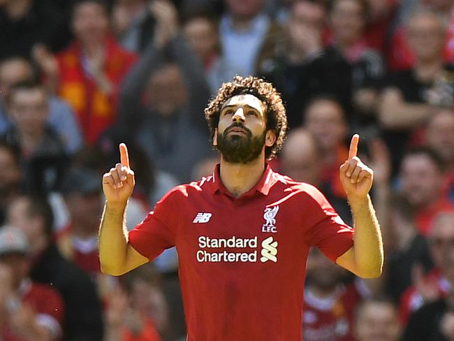 Salah scored his 32nd goal of the year against Brighton.