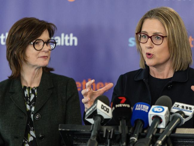 Premier Jacinta Allan with Health Minister Mary-Anne Thomas. Picture: NewsWire / Diego Fedele