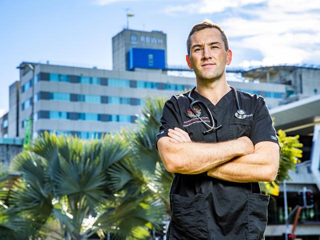 Clinical Researcher Dr Gary Mitchell outside Royal Brisbane Women's Hospital, Herston, Wednesday, July 21, 2021 - Picture: Richard Walker