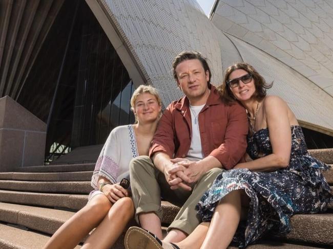 Jamie and Jools Oliver with daughter Poppy, 22, at their 'second home', Sydney. Picture: Instagram