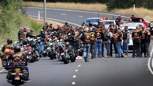 The Bandidos motorcycle gang during their 2017 national run in Tasmania. Picture: CHRIS KIDD