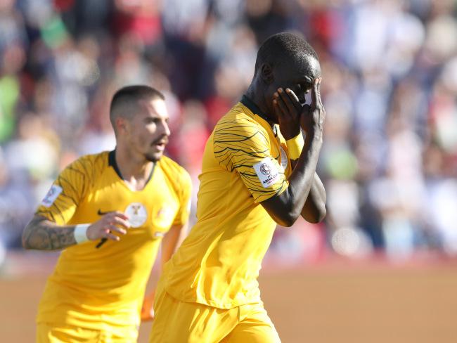 Awer Mabil celebrates scoring Australia's second goal. Picture: Getty