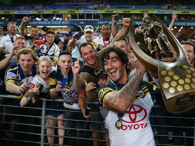 Johnathan Thurston used the Cowboys’ 2015 triumph to push for a new stadium in Townsville. Picture: Brett Costello