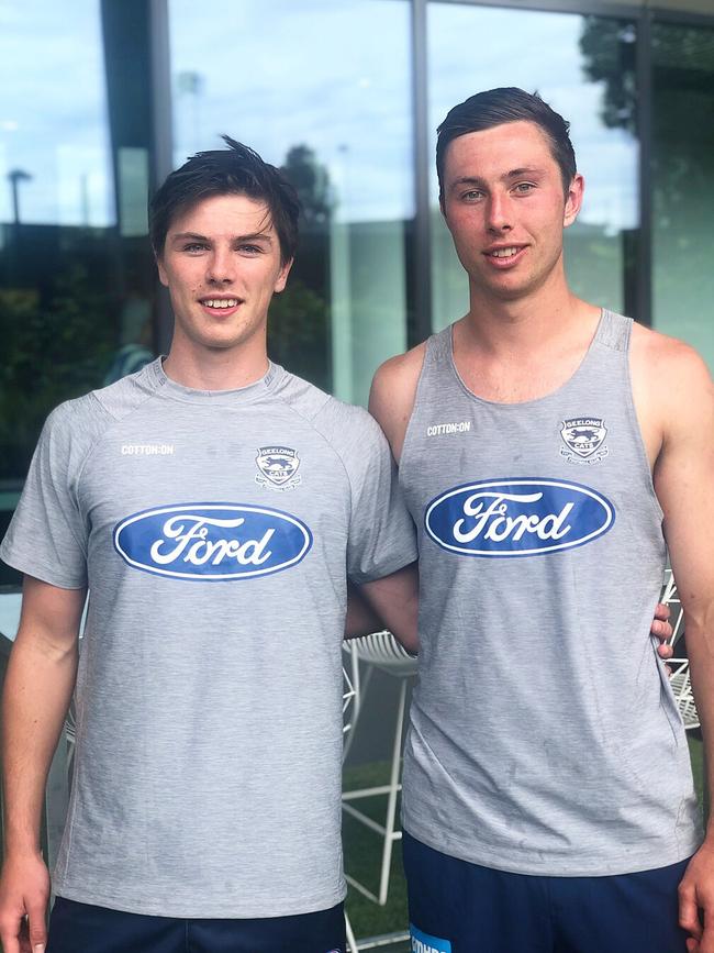 Ollie (left) and Jack Henry will both play for Geelong in 2023. Picture: Geelong Cats Facebook