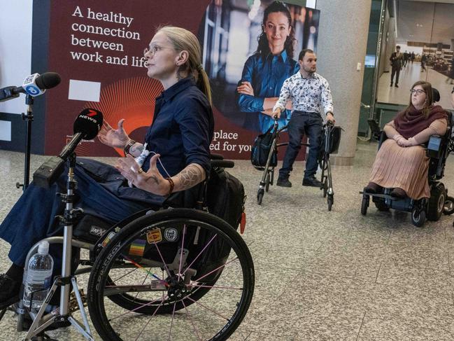 ADELAIDE, AUSTRALIA - NewsWire Photos 29th September, 2023: Nicole Lee, President of People With Disabilities Australia holds a press conference on the Royal Commission into Violence, Abuse, Neglect and Exploitation of People with Disability. Picture: NCA NewsWire / Kelly Barnes