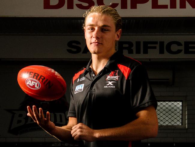 West Adelaide footballer Elliot Dunkin ahead of the AFL draft, where he has a chance to be picked up in Adelaide, Saturday, November 2, 2019. (AAP Image/Morgan Sette)