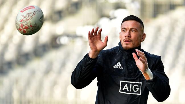 New Zealand’s Sonny Bill Williams warms up during a training session in Dunedin.