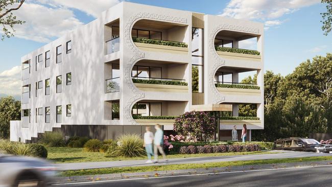 Artist impression of a three-storey apartment building proposed for Welland St, Port Noarlunga.